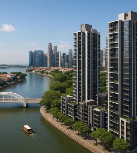 Luxury River Modern Singapore apartments overlooking river, highlighting prime investment location