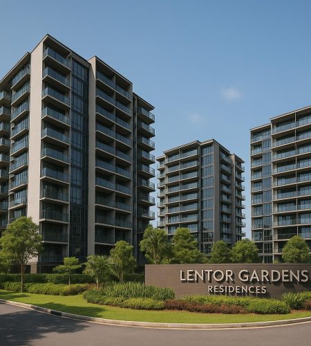Aerial view of Lentor Gardens Residences highlighting sustainable residential location features