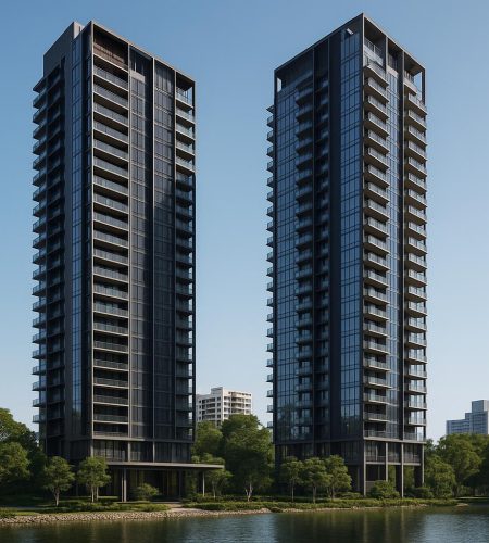 Media Circle Parcel A condo development highlighting launch prices starting from $2,300 psf