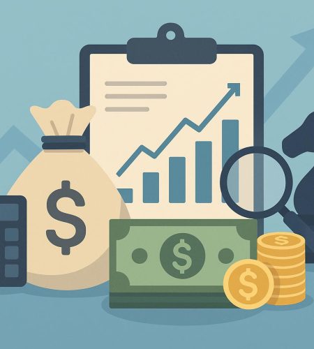 Financial advisor planning executive bonus strategy with charts and documents on a desk