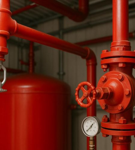 Modern fire protection system in a commercial building reducing potential insurance expenses
